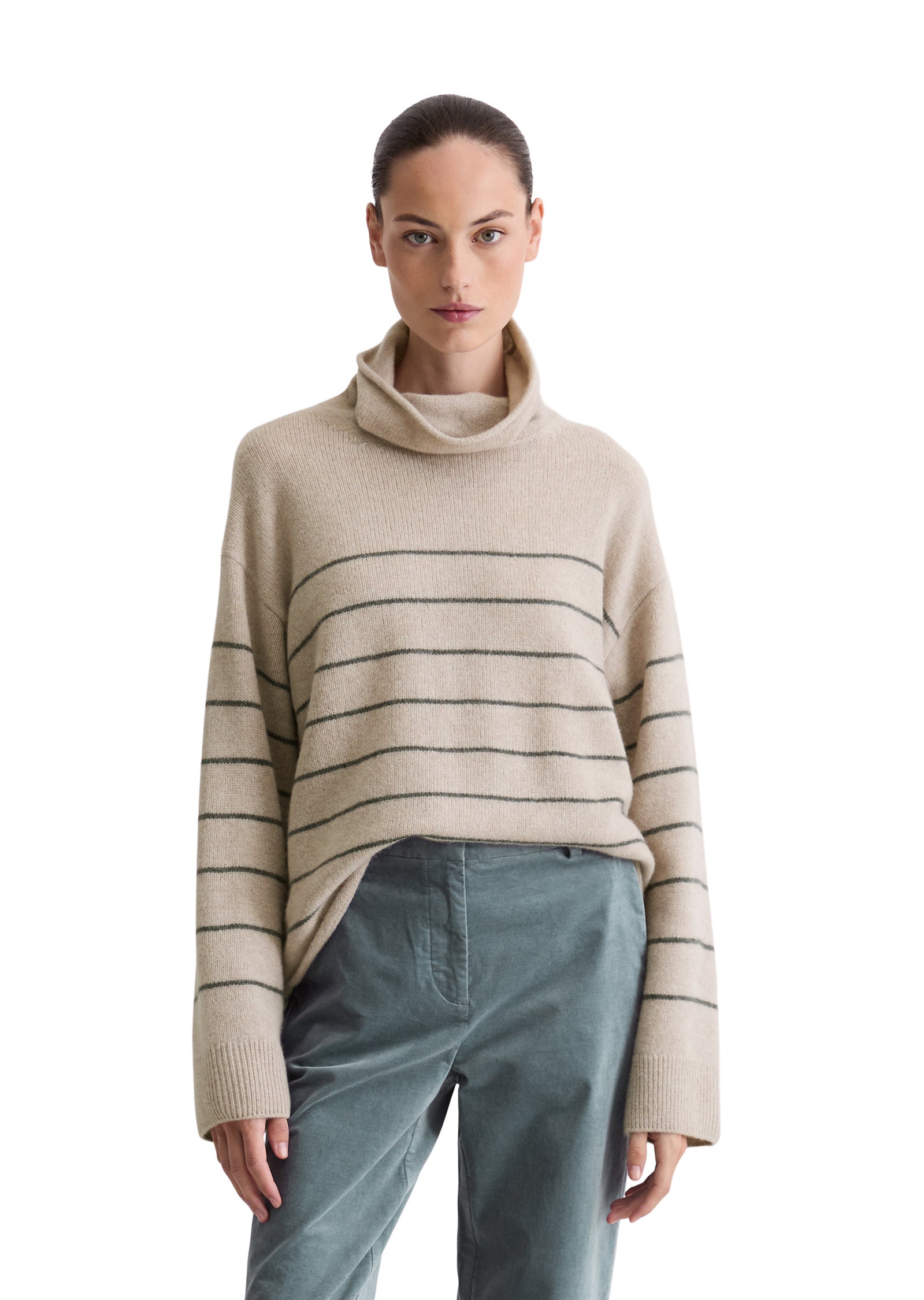 Strickpullover aus Schurwollmix - J42-striped / chalky mauve mel - Beige