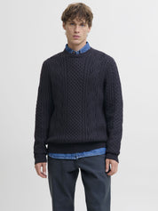 Strickpullover aus Baumwollmix - Dark Navy - Blau