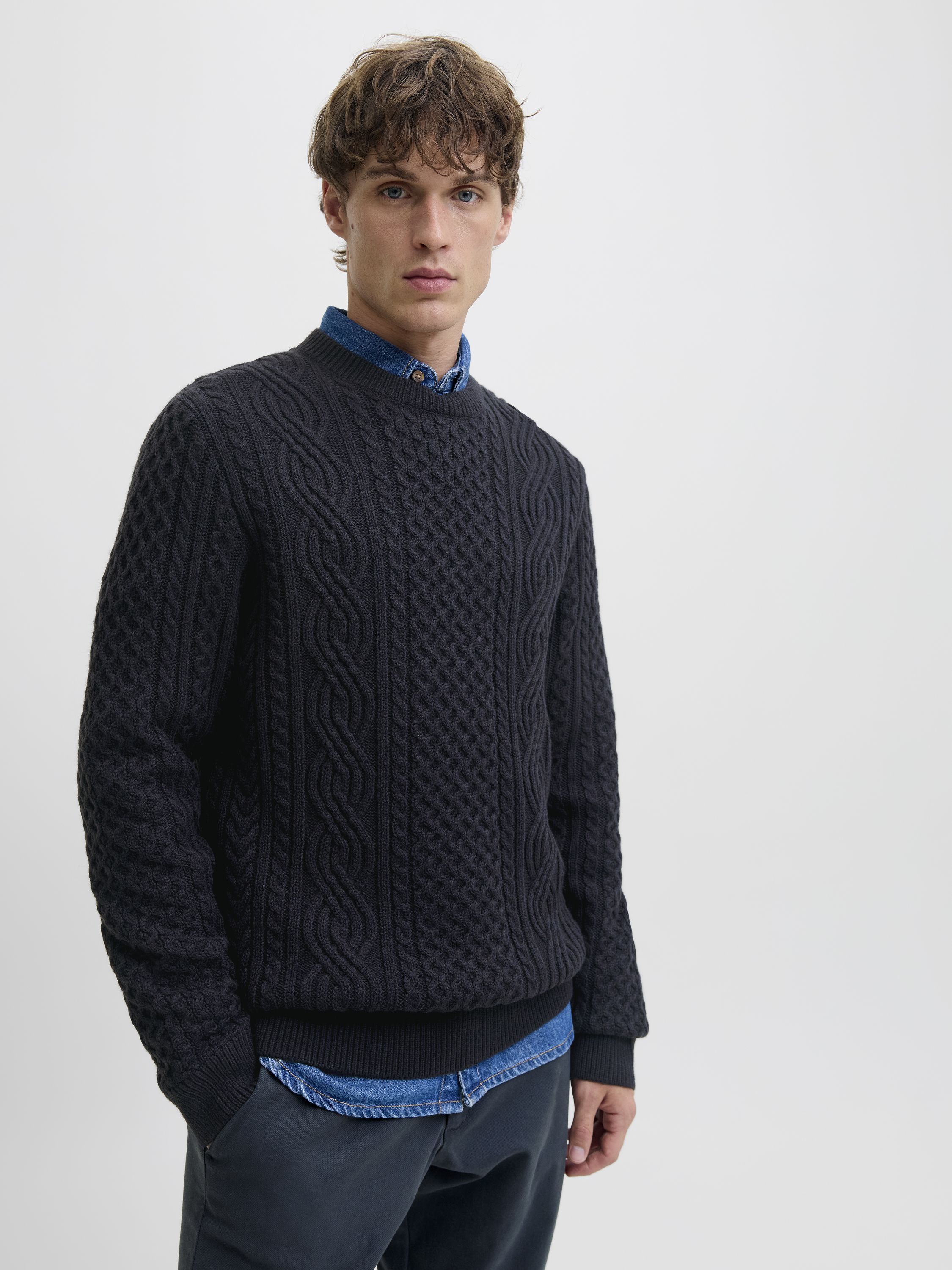 Strickpullover aus Baumwollmix - Dark Navy - Blau