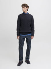 Strickpullover aus Baumwollmix - Dark Navy - Blau