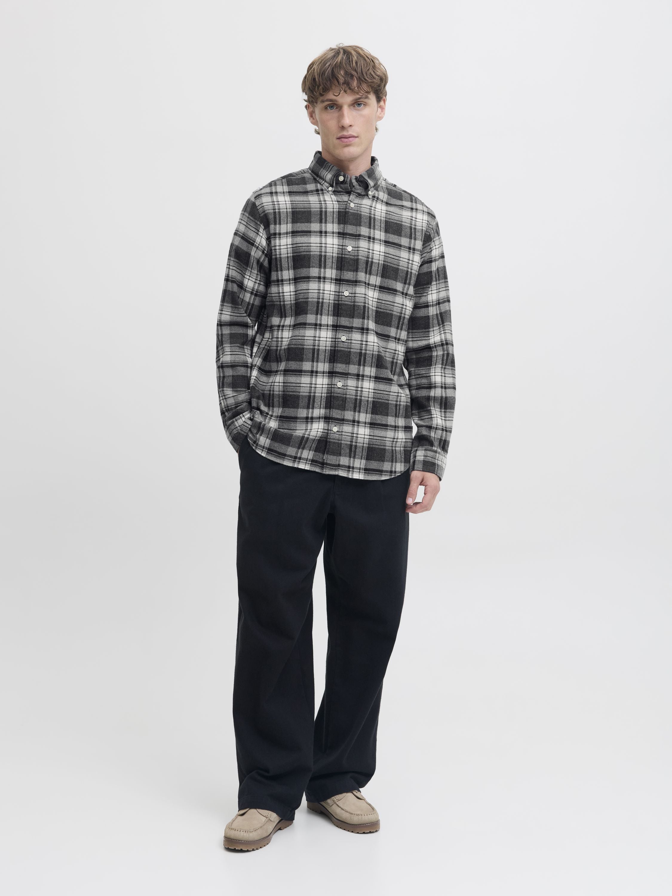 Flanellhemd Regular Fit - Charcoal Gray - Grau