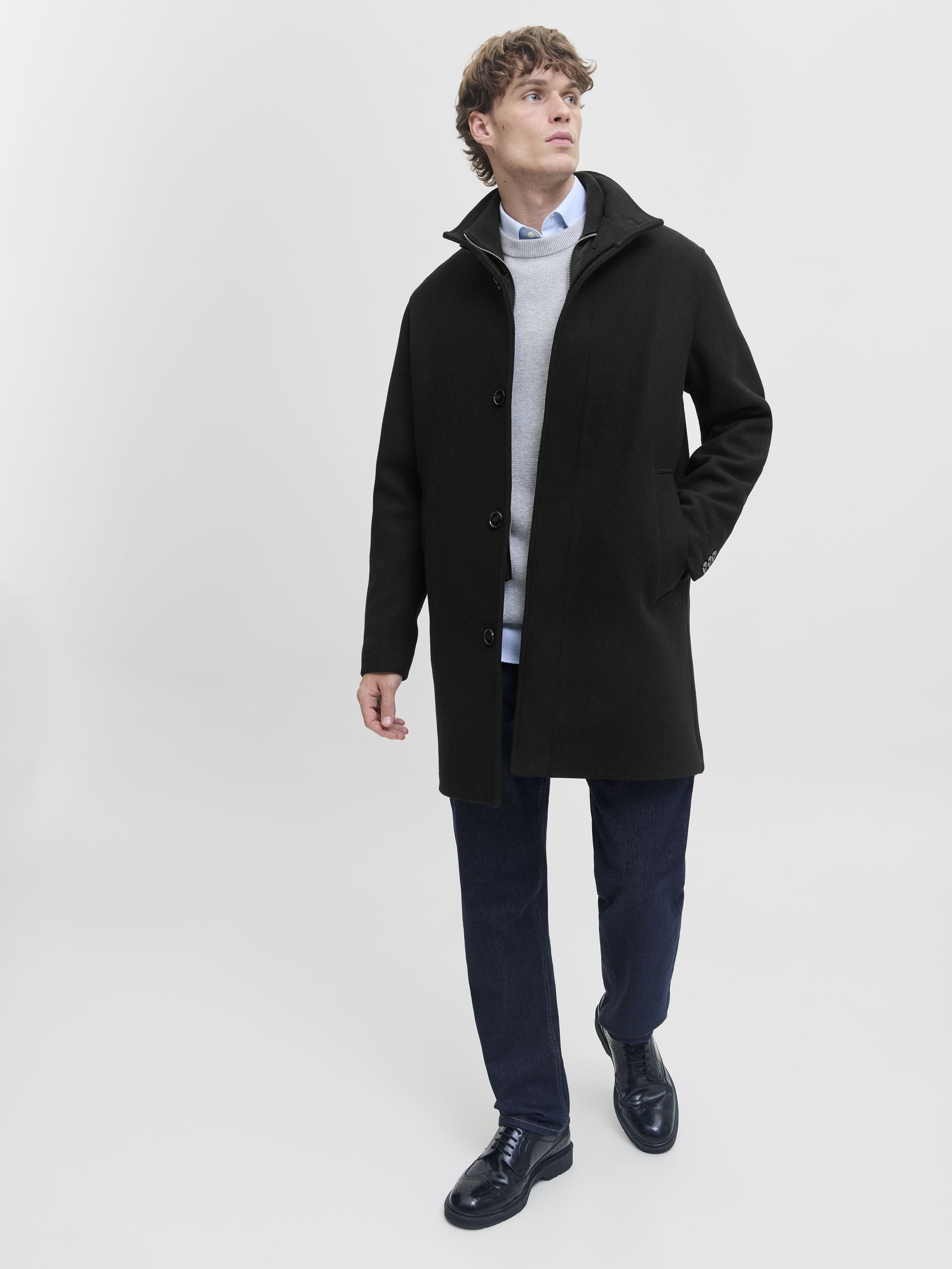 Mantel aus Woll-Mix - Black - Schwarz