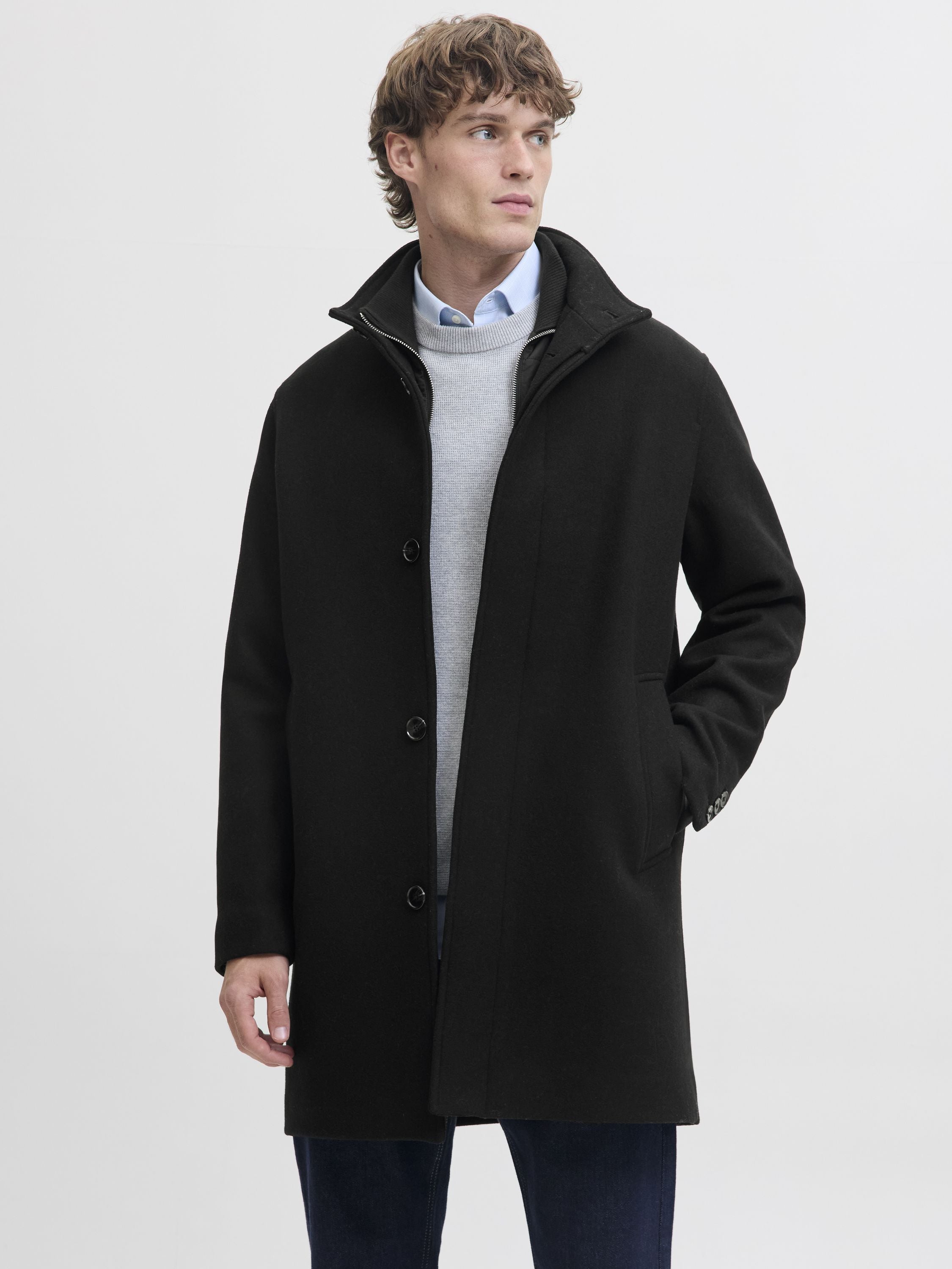 Mantel aus Woll-Mix - Black - Schwarz