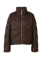 Steppjacke mit Stehkragen - 8945-BROWN - Braun