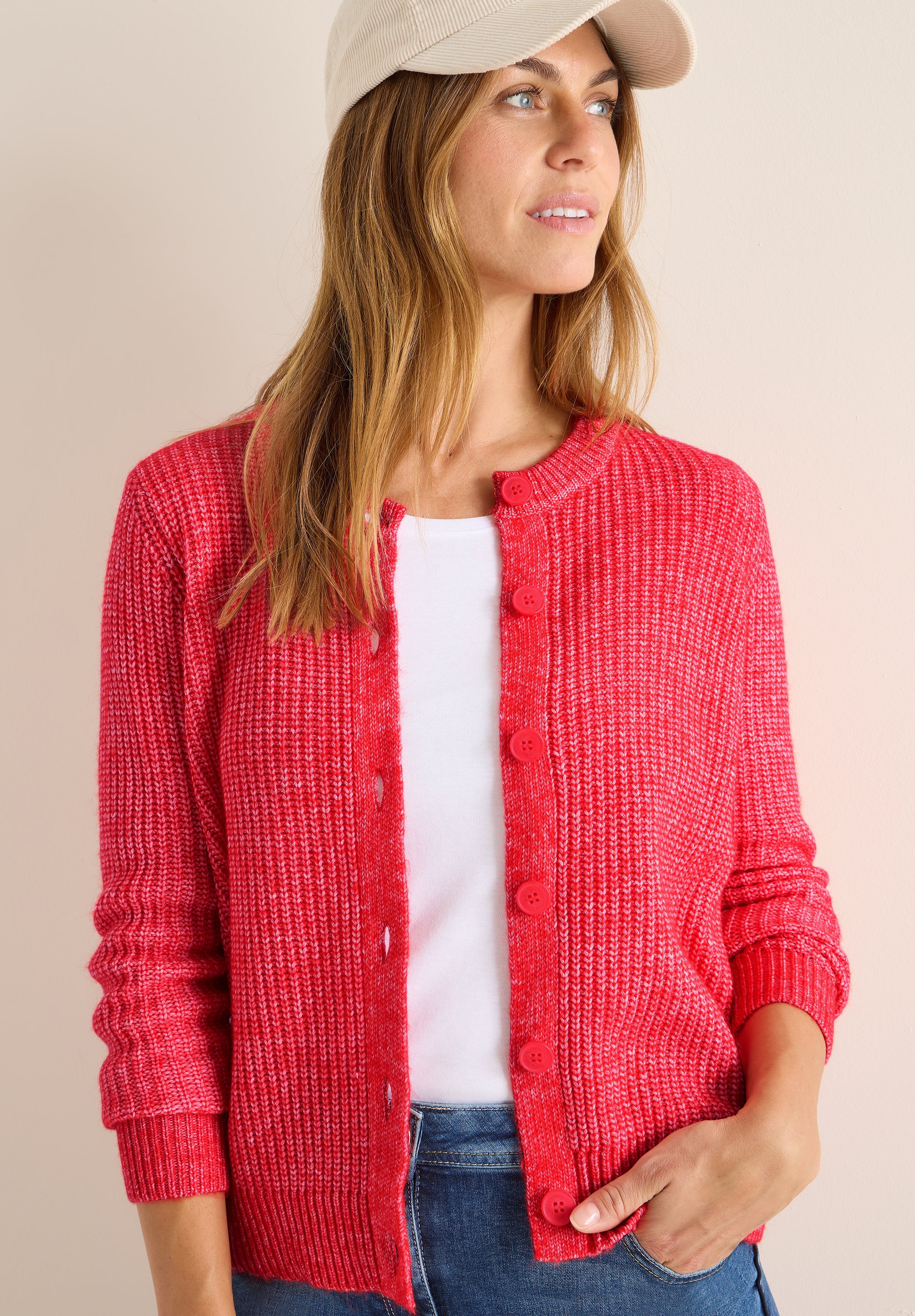 Strickjacke - 16973 fiery red melange - Rot