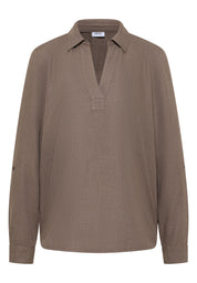 Schlupfbluse aus Viskose - 17338 cocoa taupe melange - Braun