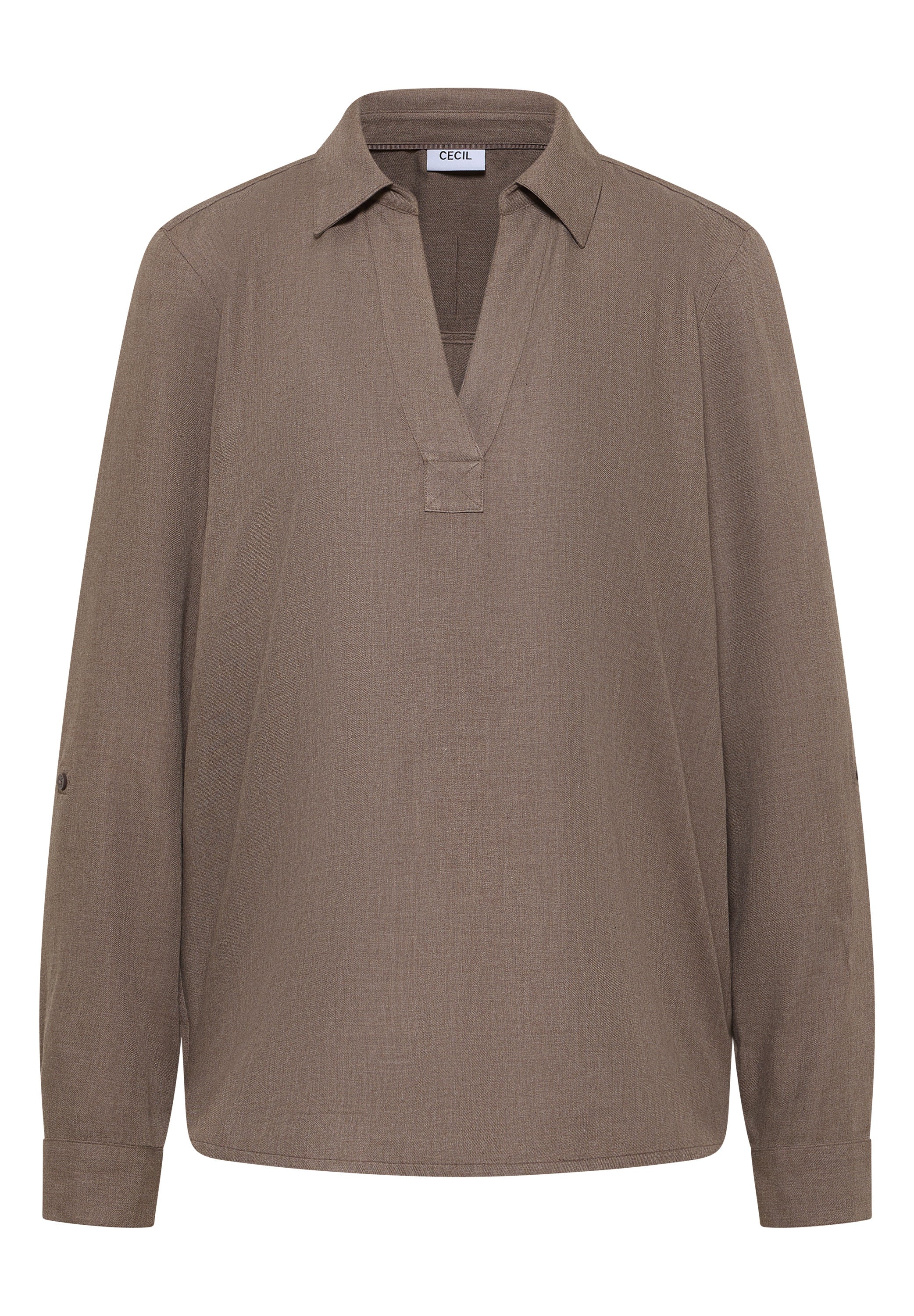Schlupfbluse aus Viskose - 17338 cocoa taupe melange - Braun