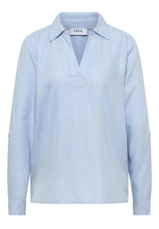 Schlupfbluse aus Viskose - 17301 light sky blue melange - Blau