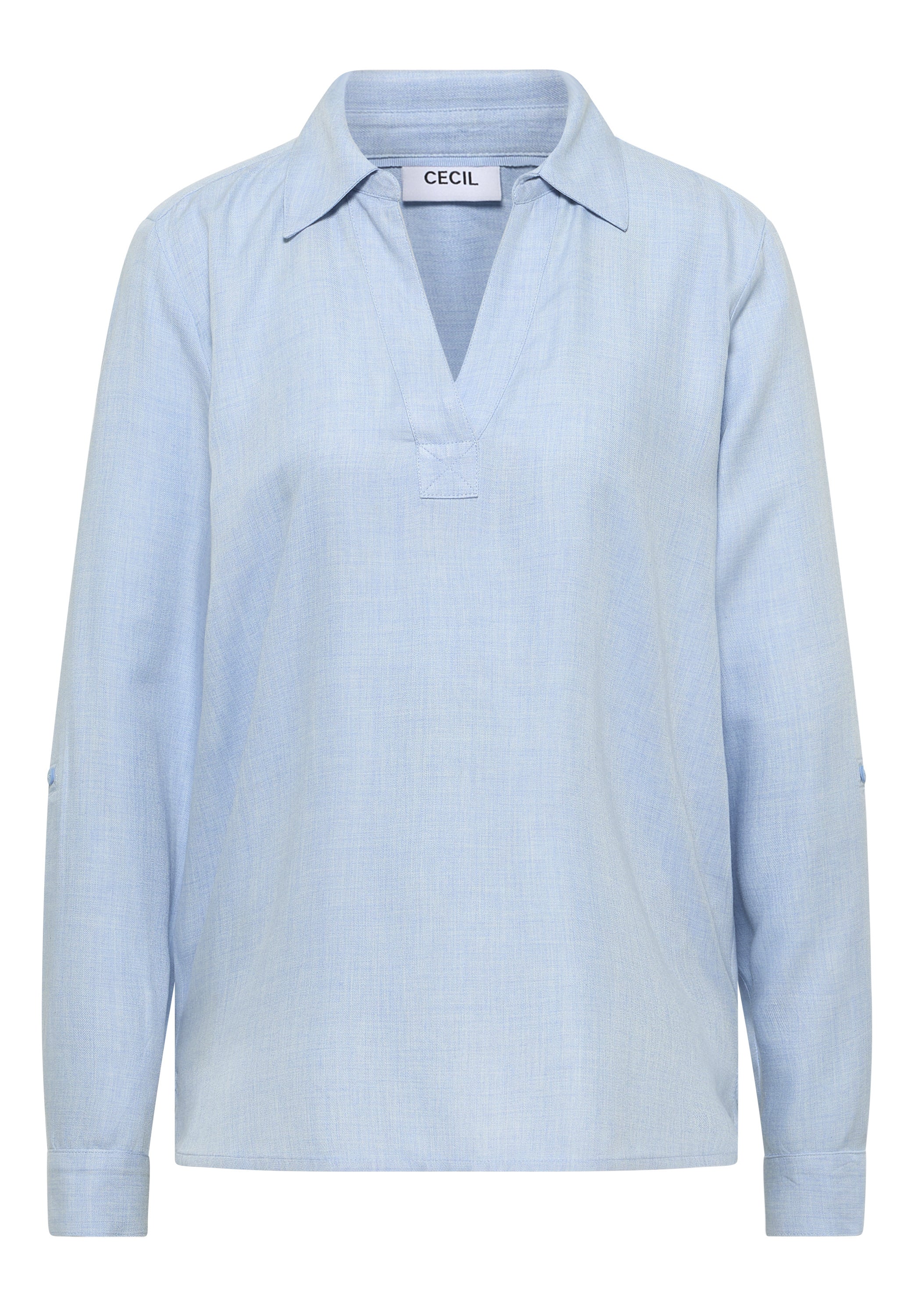 Schlupfbluse aus Viskose - 17301 light sky blue melange - Blau