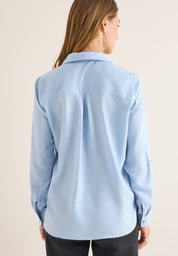 Schlupfbluse aus Viskose - 17301 light sky blue melange - Blau