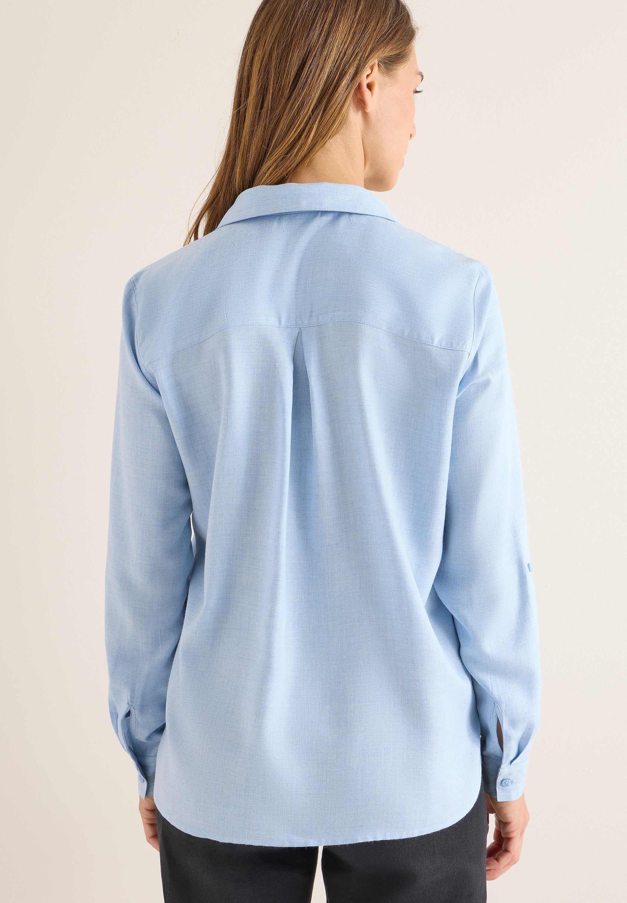 Schlupfbluse aus Viskose - 17301 light sky blue melange - Blau