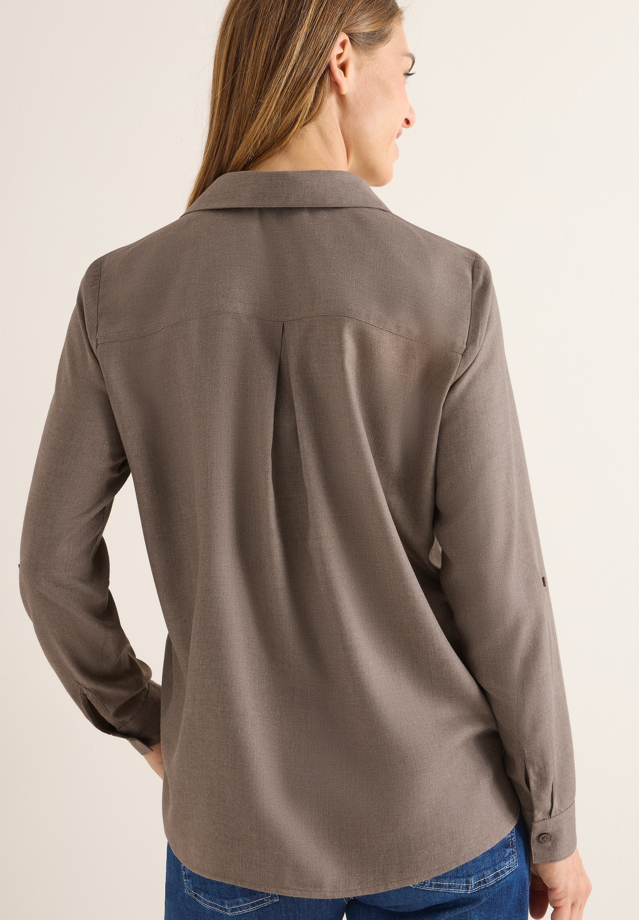 Schlupfbluse aus Viskose - 17338 cocoa taupe melange - Braun