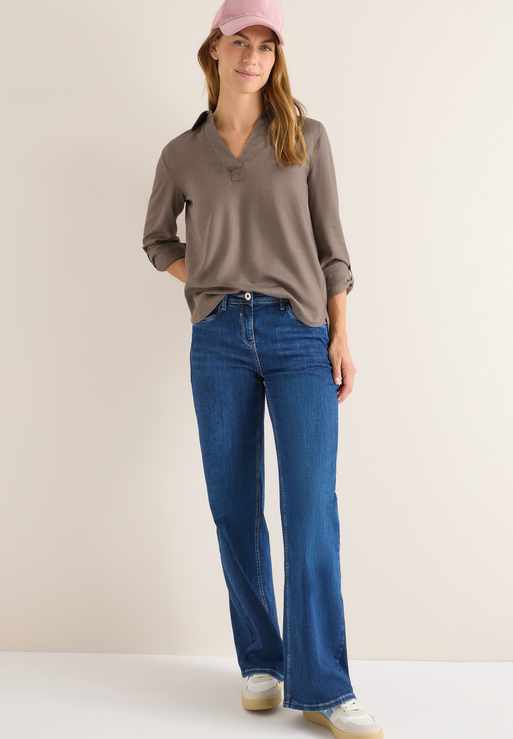Schlupfbluse aus Viskose - 17338 cocoa taupe melange - Braun