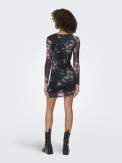 Meshkleid Mini floral - Twilight Mauve/Diffused floral - Schwarz