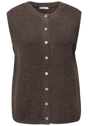 Strickweste aus Wollmix - 17142-dark nomad brown mel. - Braun