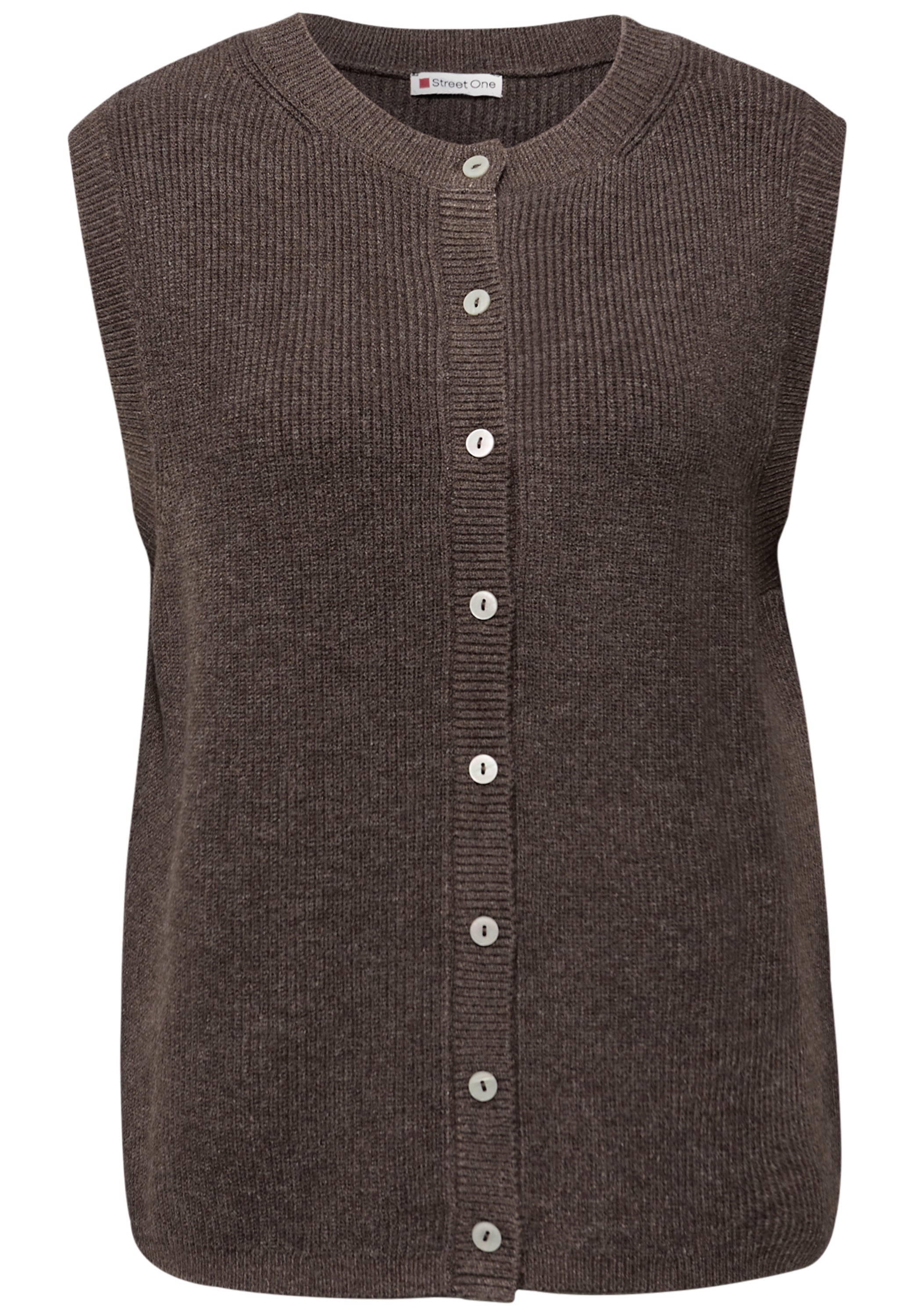 Strickweste aus Wollmix - 17142-dark nomad brown mel. - Braun