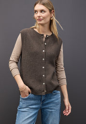 Strickweste aus Wollmix - 17142-dark nomad brown mel. - Braun