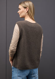 Strickweste aus Wollmix - 17142-dark nomad brown mel. - Braun