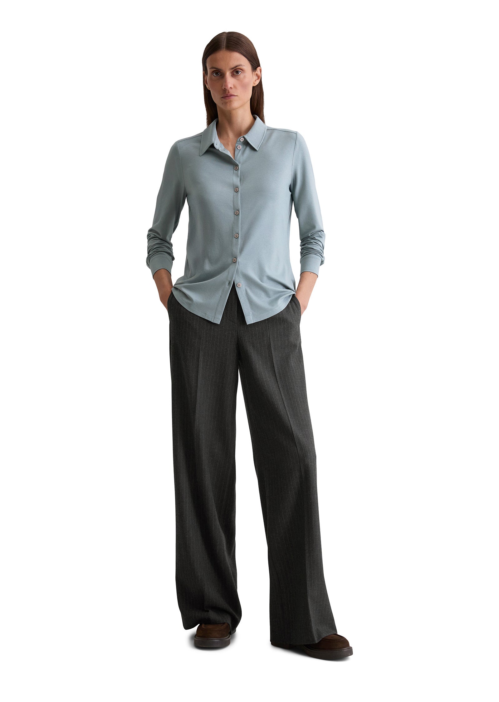 Langarmshirt aus Viskose - 857-slate blue - Blau