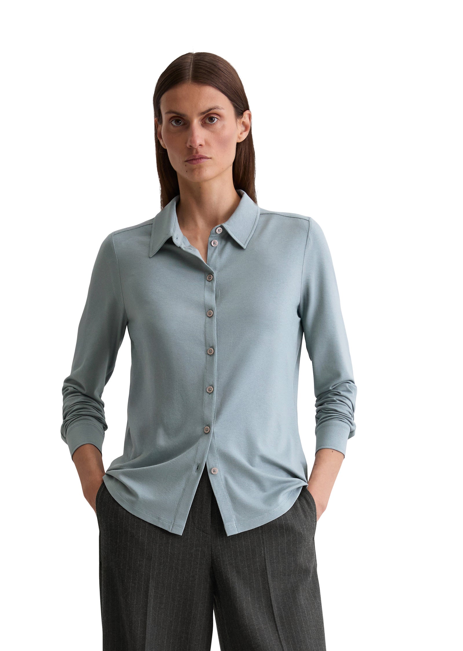 Langarmshirt aus Viskose - 857-slate blue - Blau