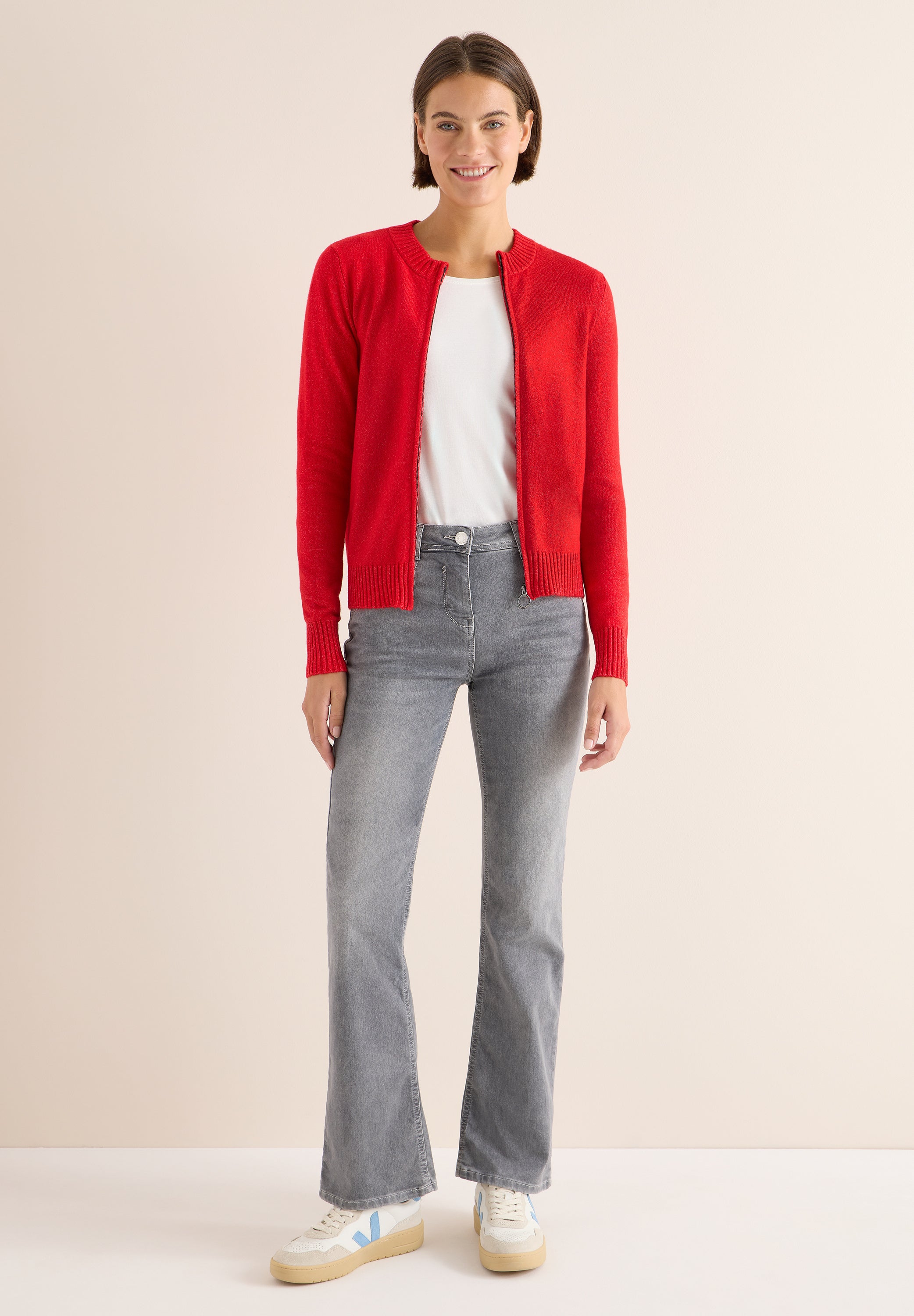 Strickjacke aus Baumwollmix - 16973 fiery red melange - Rot