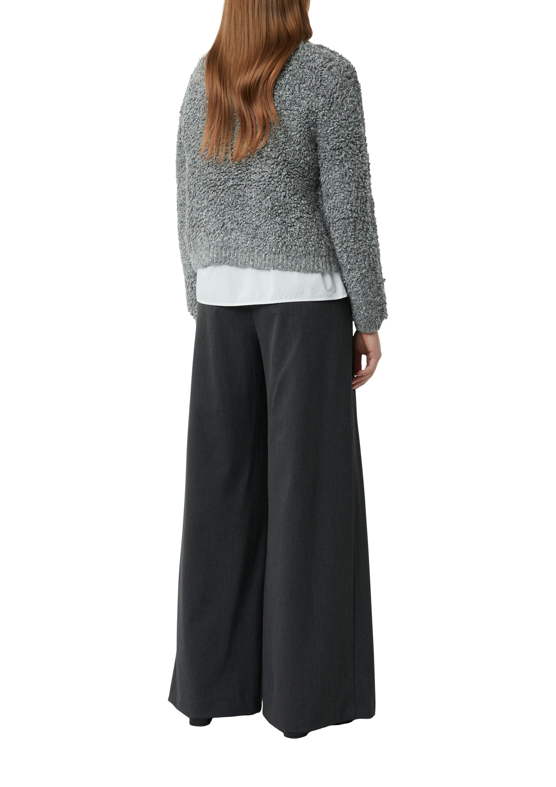 Strickjacke aus Bouclégarn - 95X5-GREY/BLACK - Grau