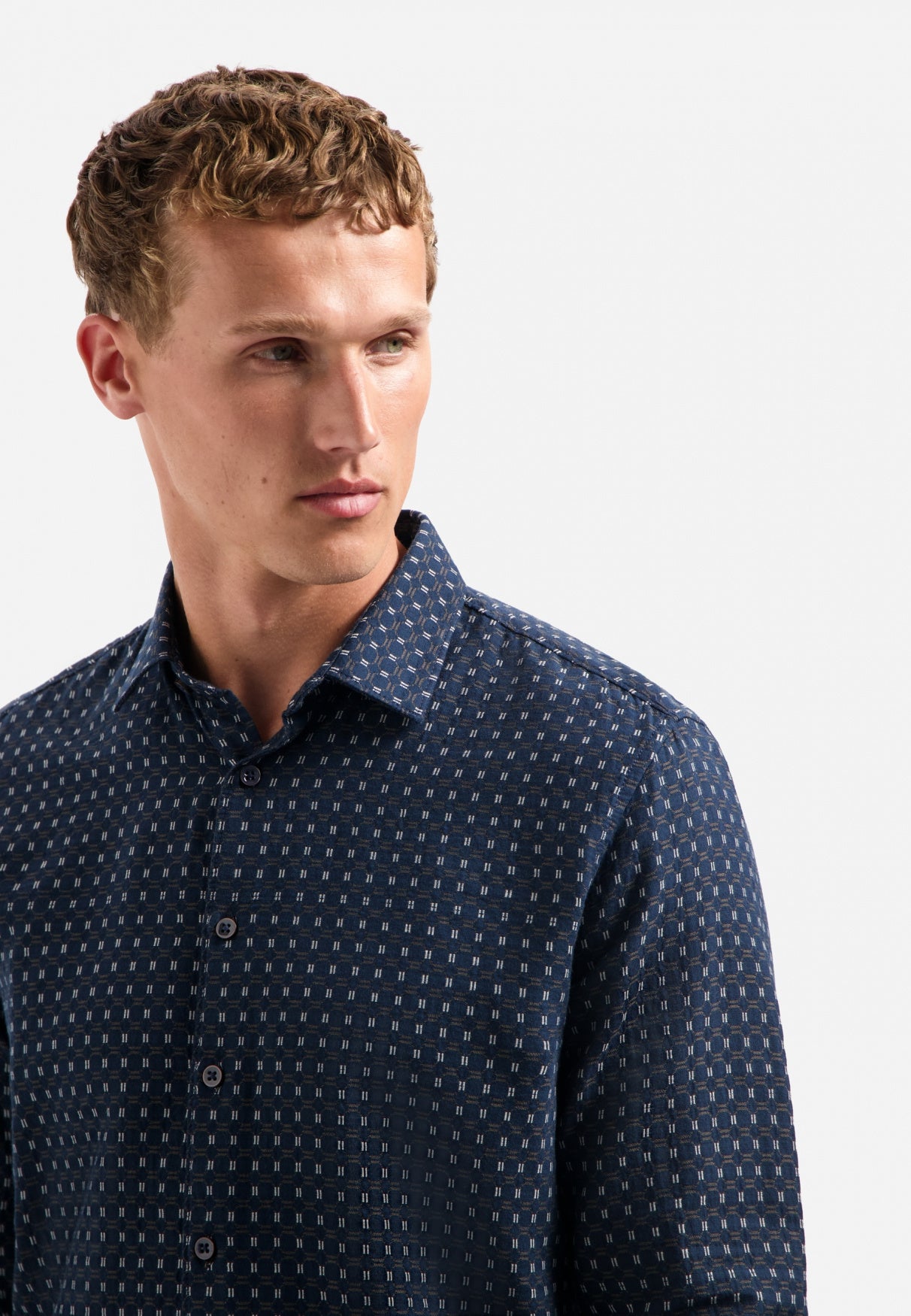 Jacquard Hemd Regula Fit - 078-Night - Blau