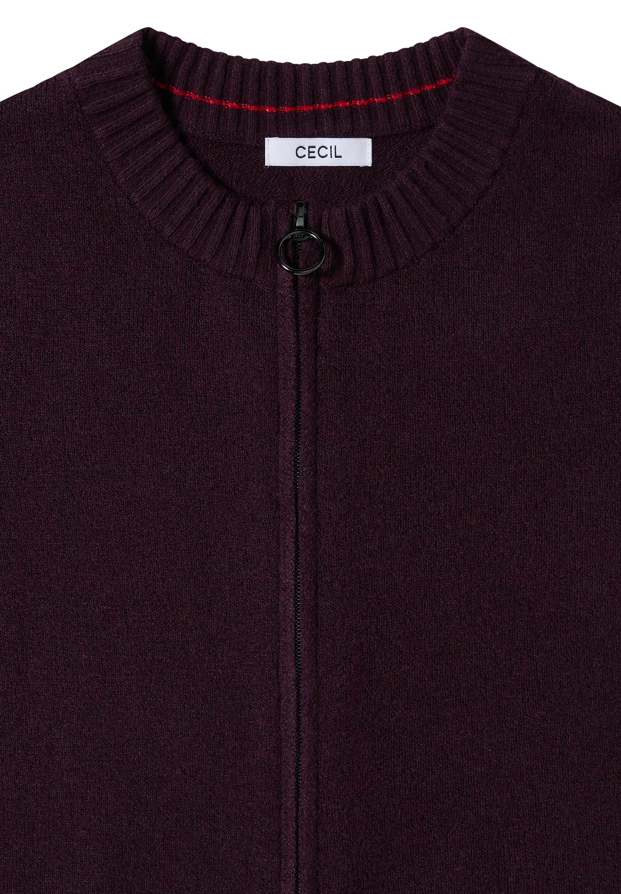Strickjacke aus Baumwollmix - 17130 eggplant red melange - Violett