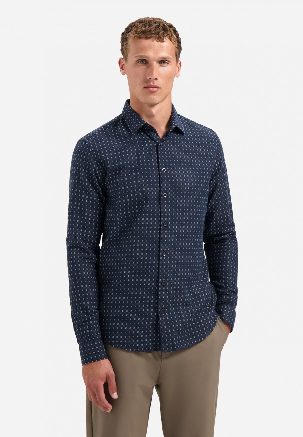Jacquard Hemd Regula Fit - 078-Night - Blau