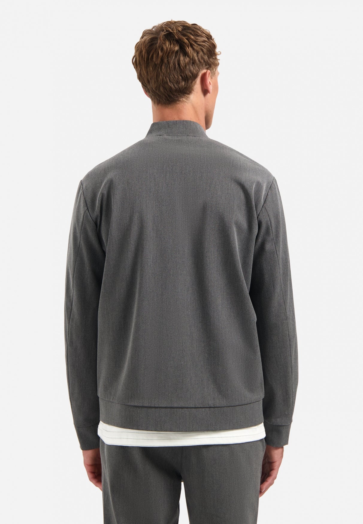 Bomberjacke mit Bündchenkragen - 102-Grey Melange - Grau