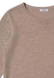 Strickpullover mit V-Neck - 16929 toffee cream heather mel - Beige