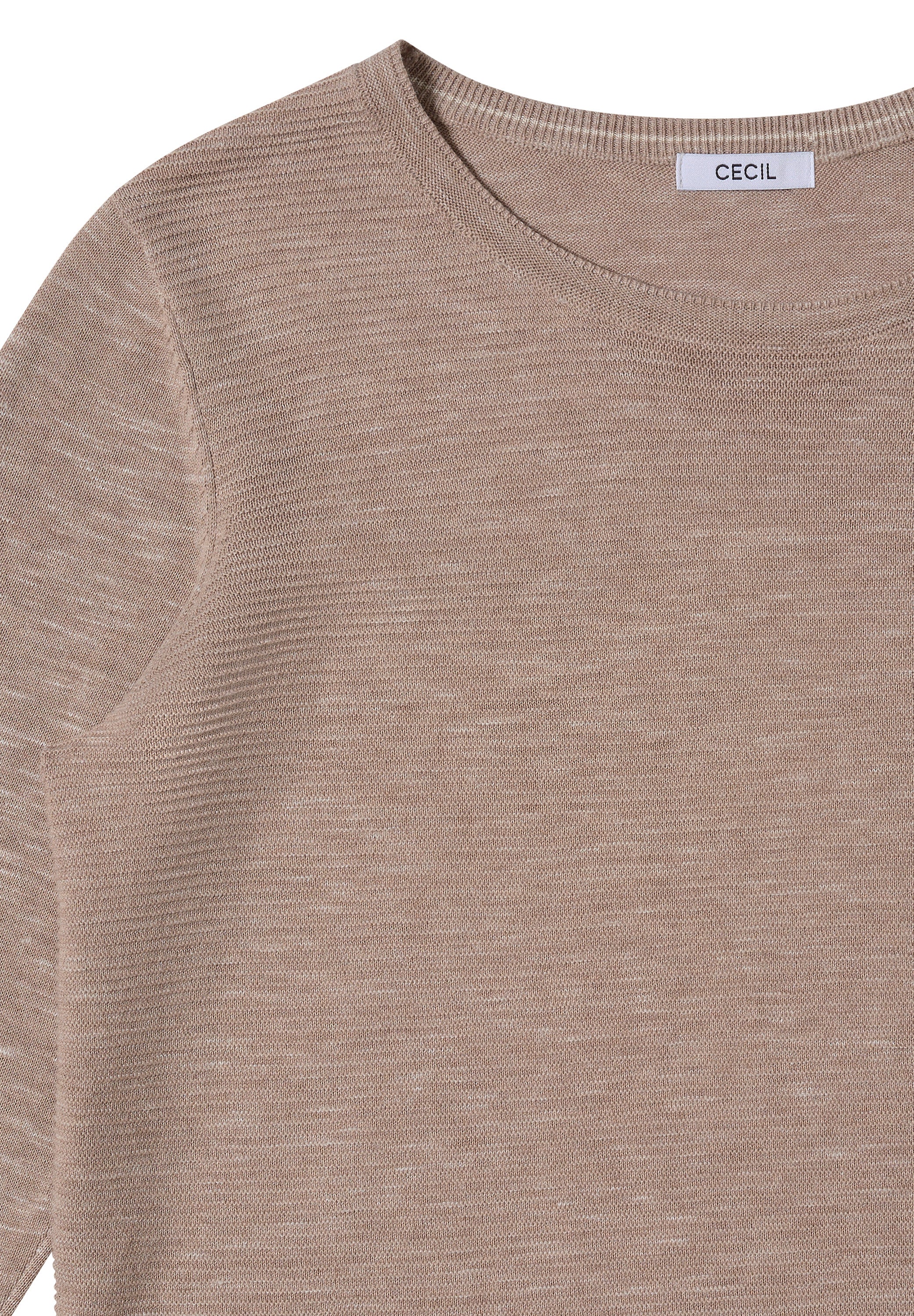 Strickpullover mit V-Neck - 16929 toffee cream heather mel - Beige
