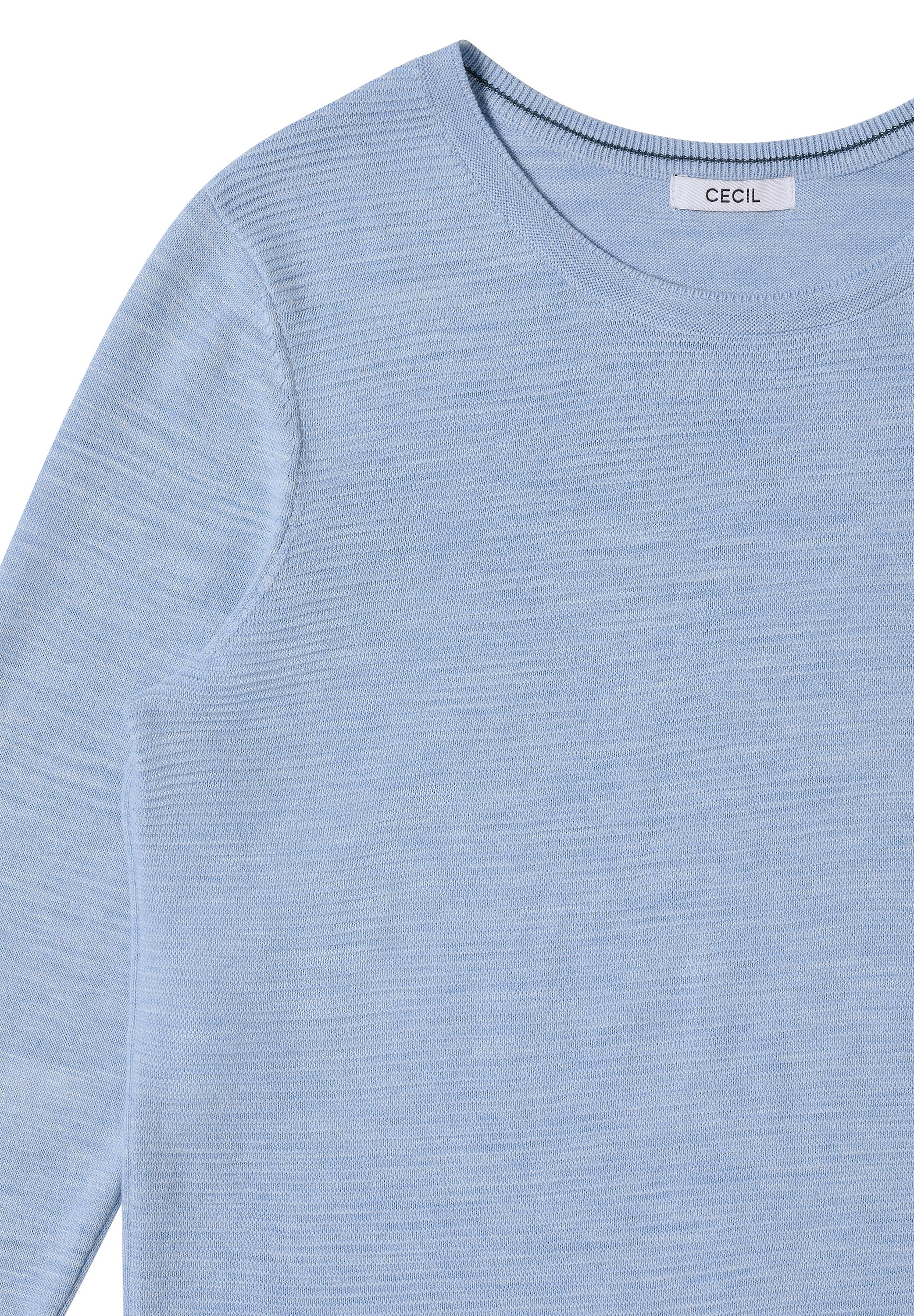 Strickpullover mit V-Neck - 16928 mountain heather melange - Blau