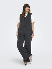 Hose SIGA Wide Leg - Dark Grey Melange/PINSTRIPE W. - Grau