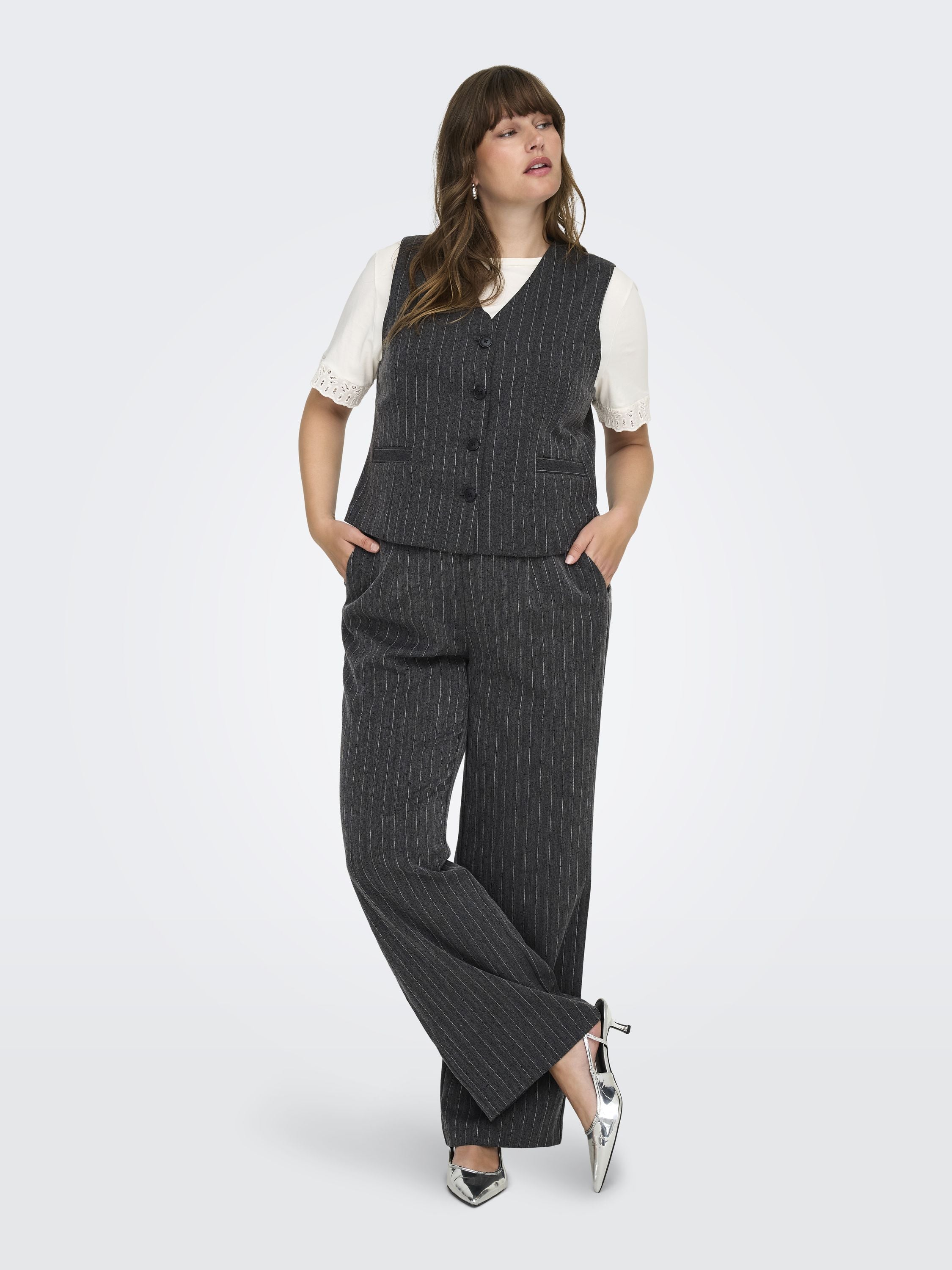 Weste SIGA mit Nadelstreifen - Dark Grey Melange/PINSTRIPE W. - Grau