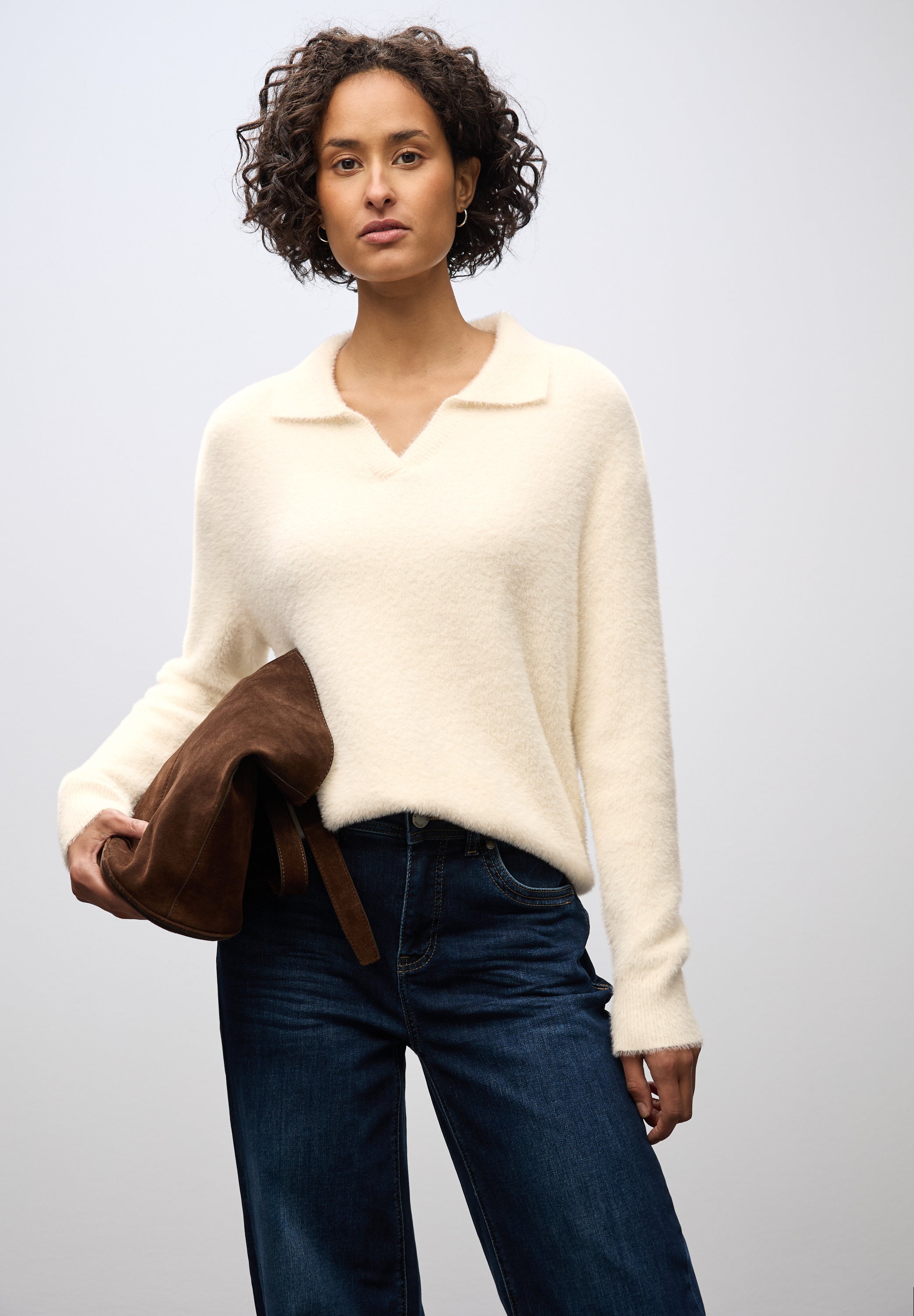 Pullover aus Federgarn - 16351-soft beige - Creme
