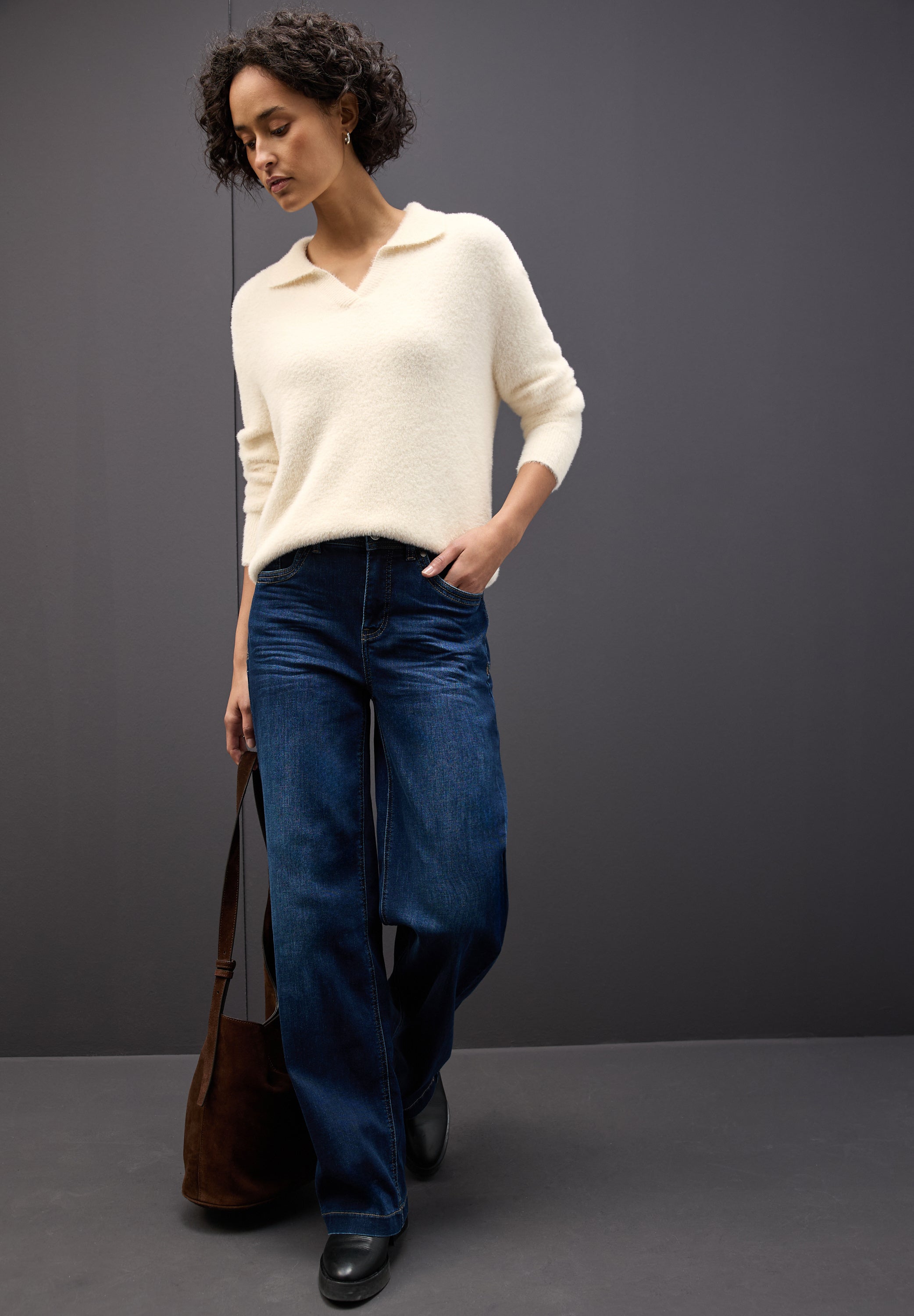 Pullover aus Federgarn - 16351-soft beige - Creme