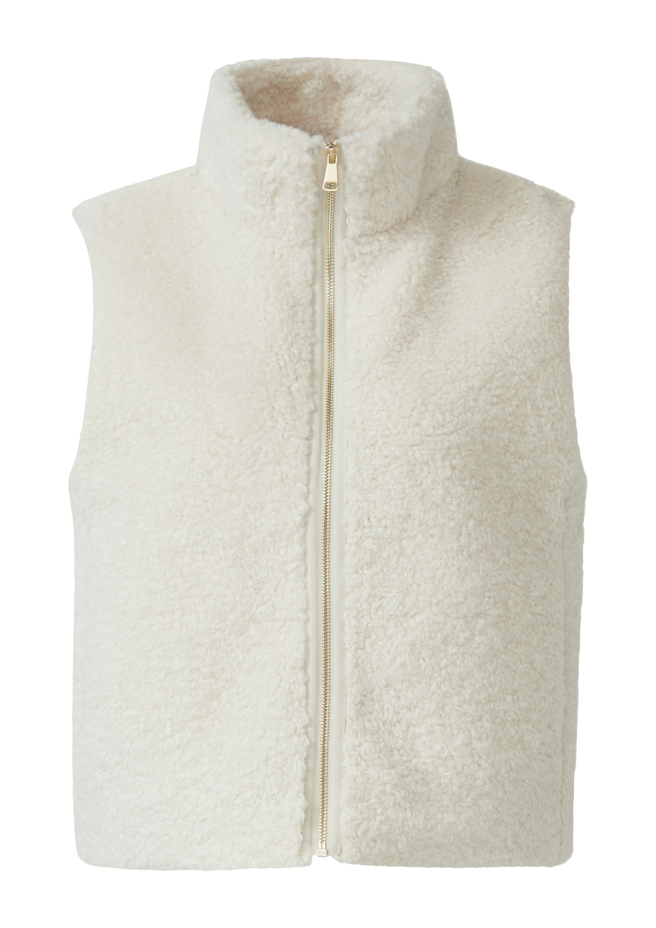 Teddy-Weste mit Stehkragen - 0805-WHITE - Creme