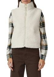 Teddy-Weste mit Stehkragen - 0805-WHITE - Creme