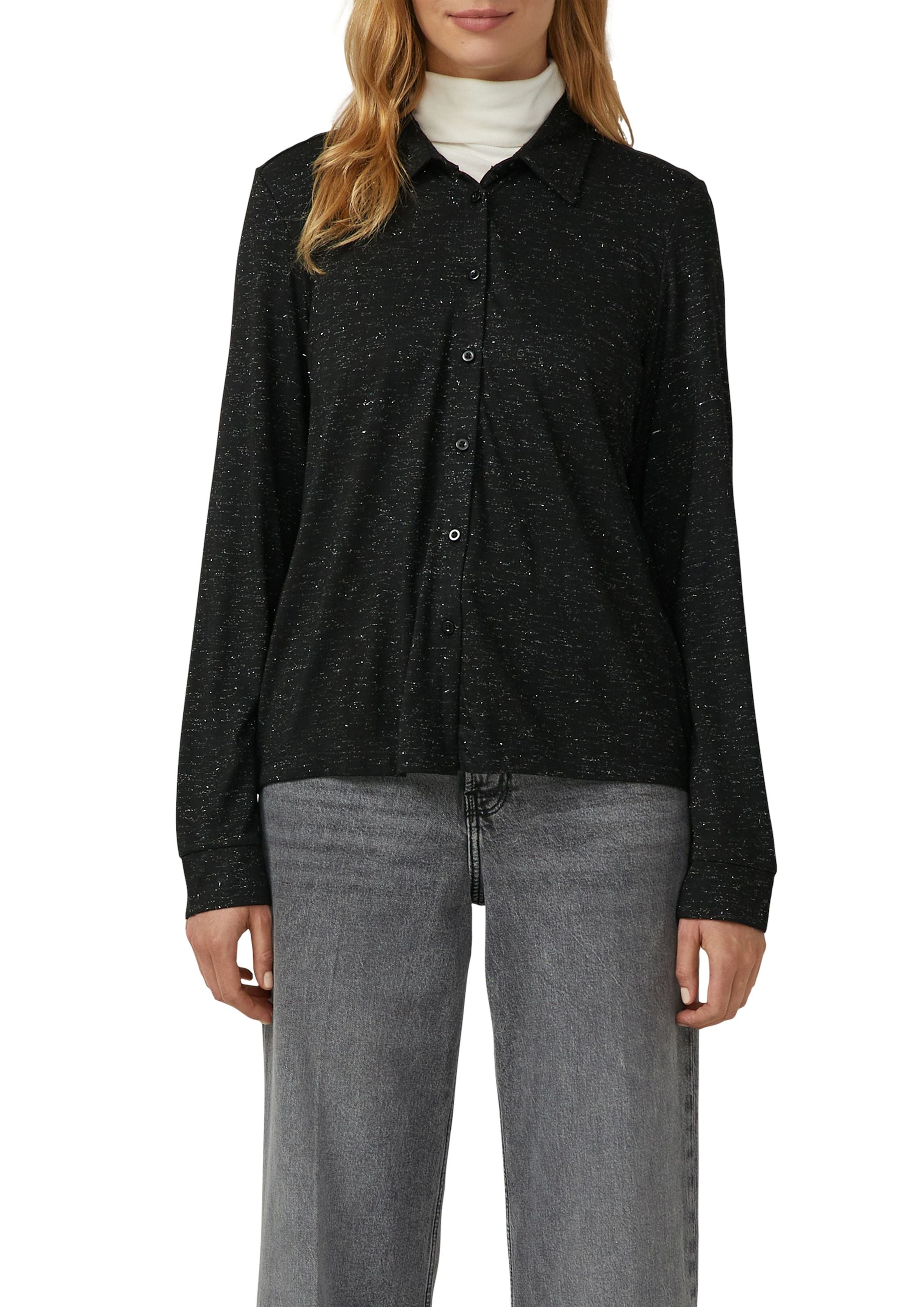 Jerseybluse Relaxed Fit - 9999-GREY/BLACK - Schwarz