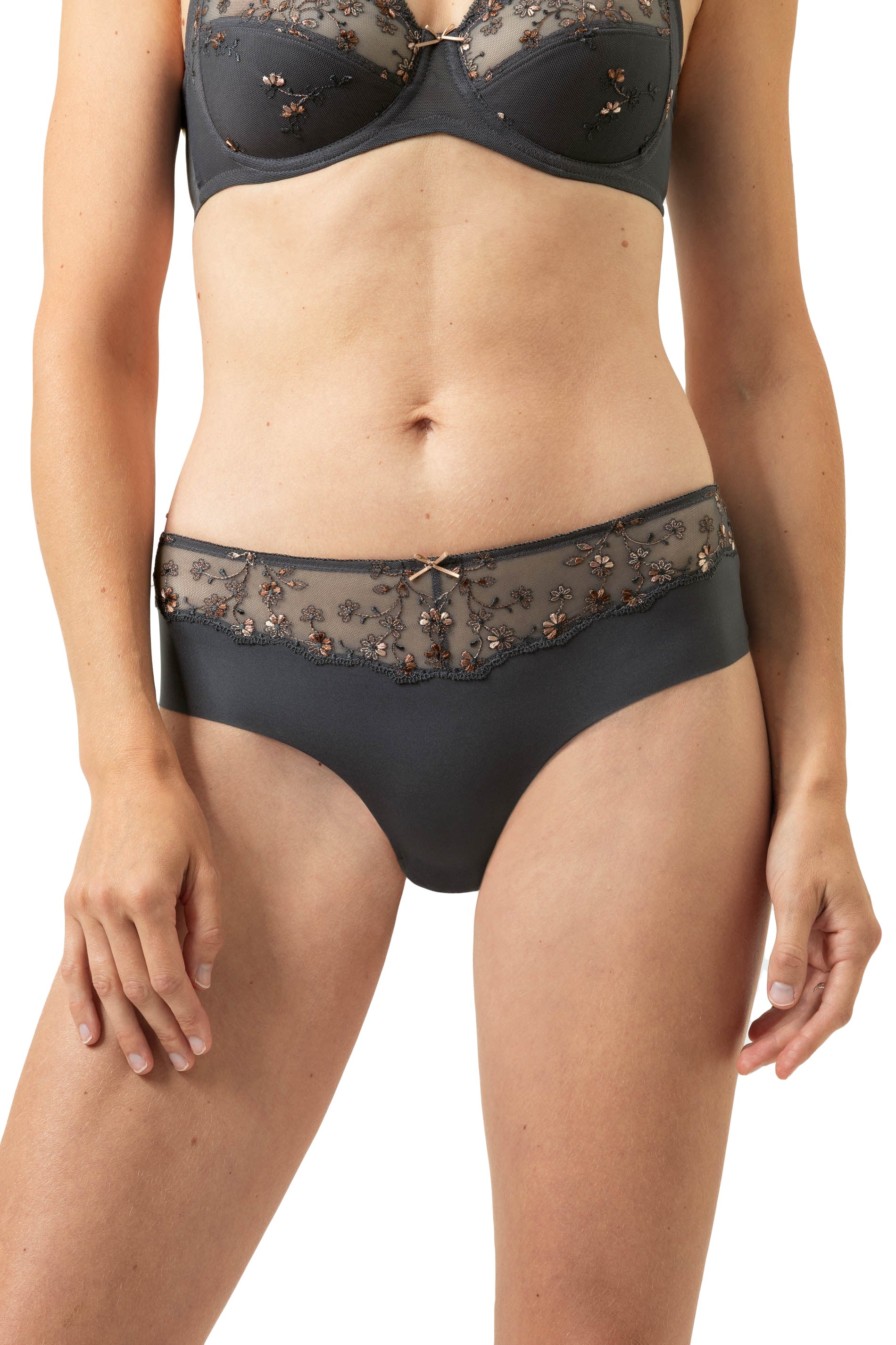 Hipster mit Spitze - 515-thunder grey - Grau