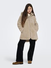 Teddyjacke mit Kapuze - Cuban Sand - Beige