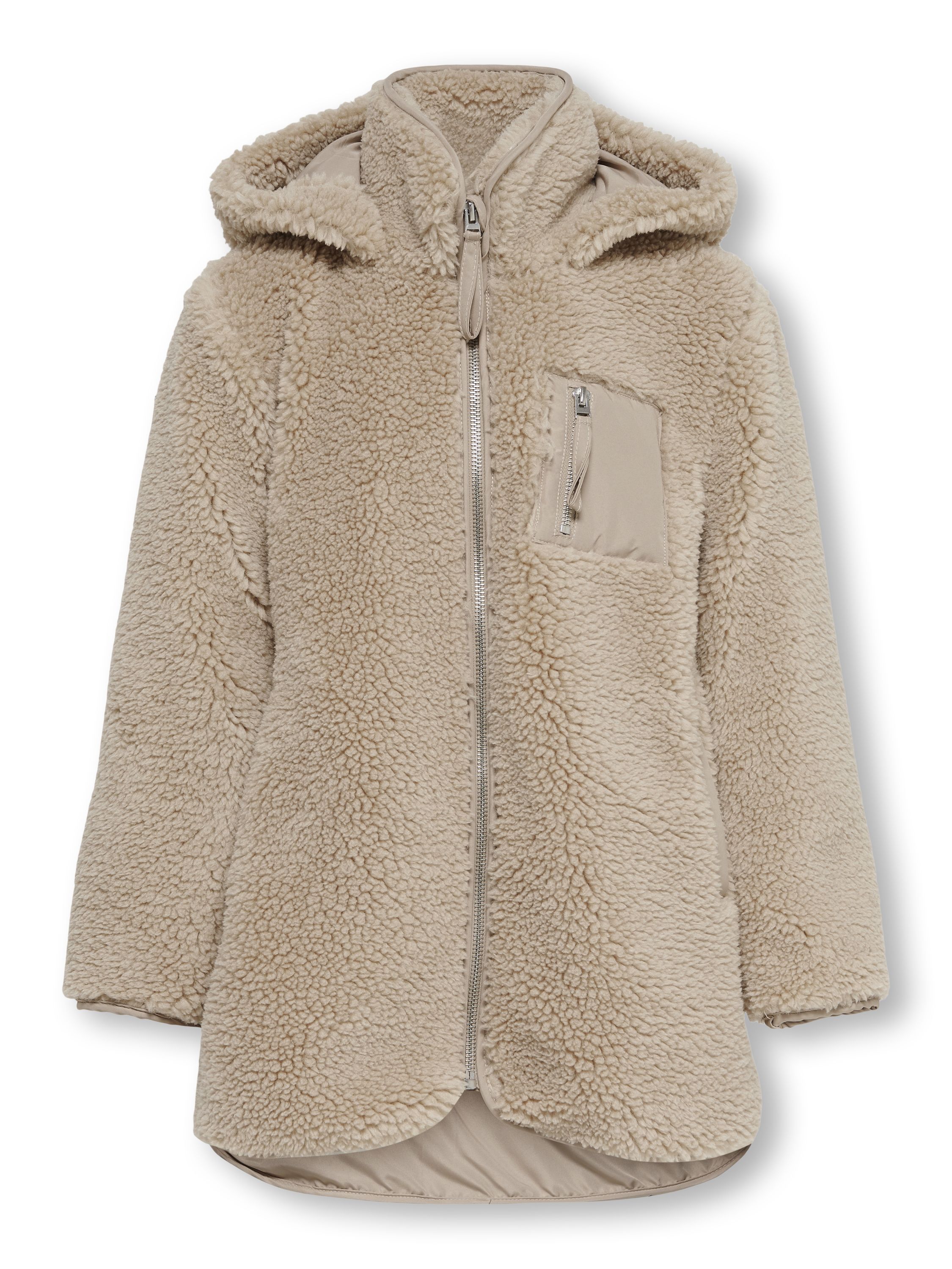 Teddyjacke mit Kapuze - Cuban Sand - Beige