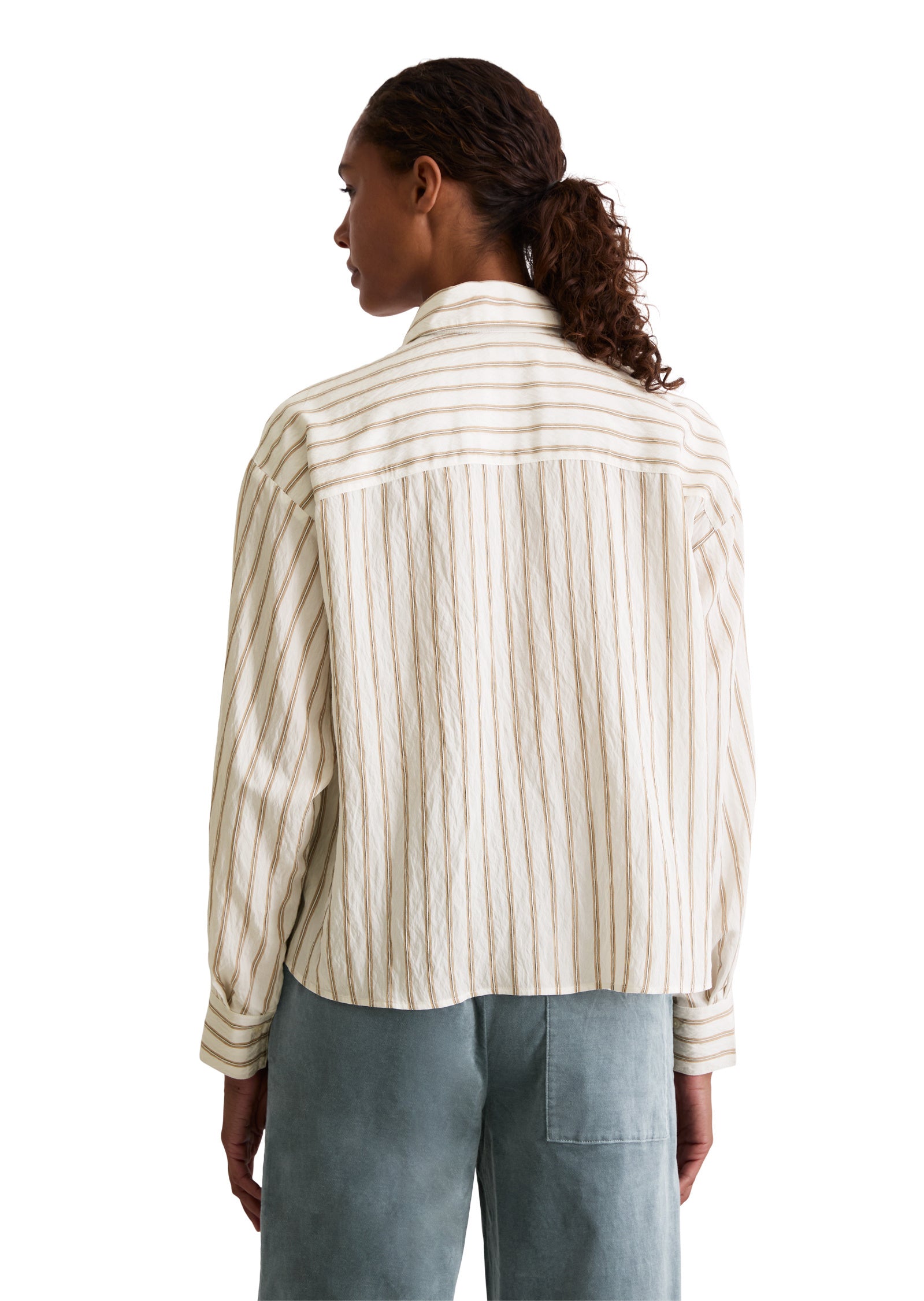 Bluse gestreift aus Viskosemix - O92-multi - Creme