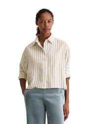 Bluse gestreift aus Viskosemix - O92-multi - Creme