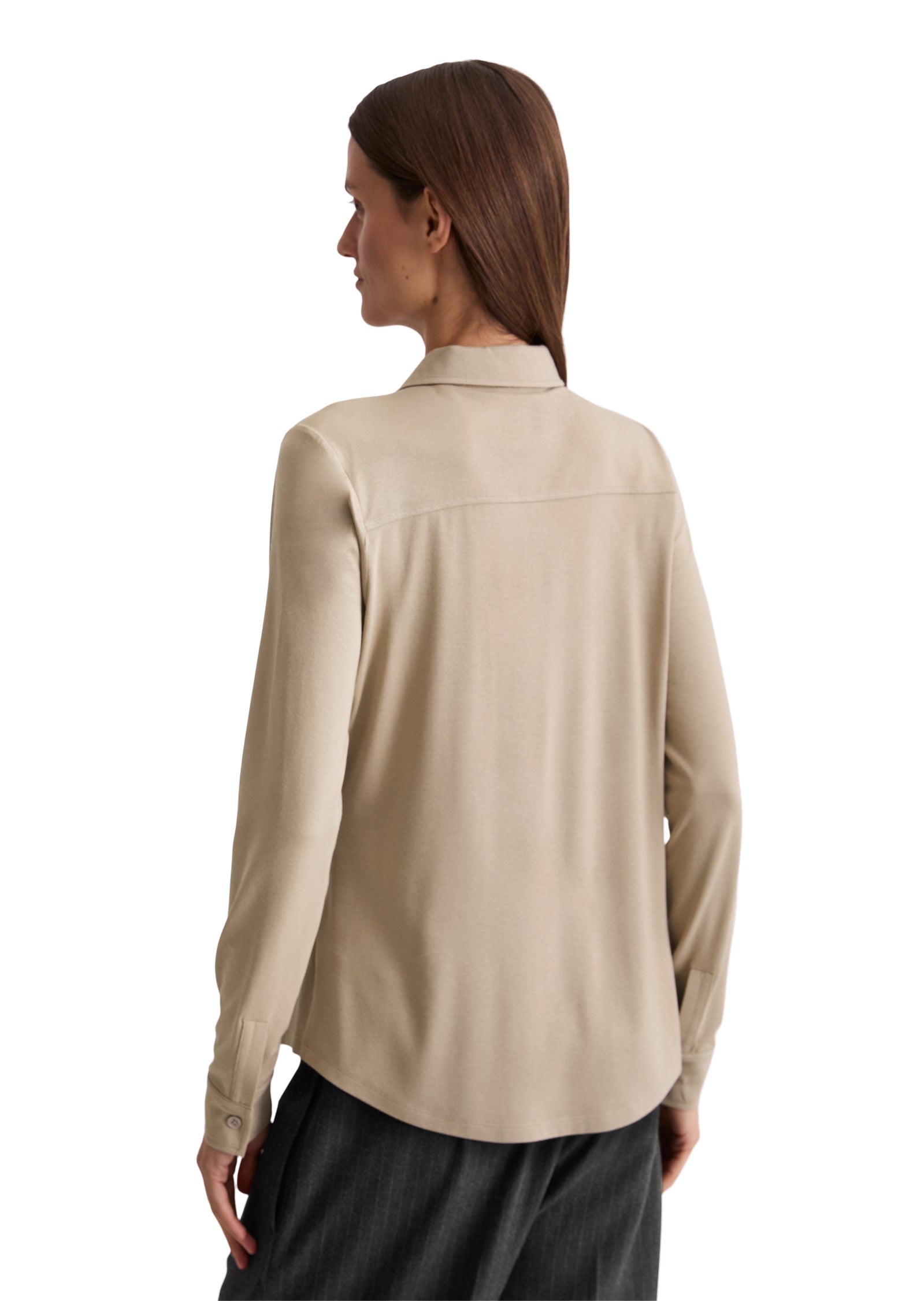 Langarmshirt aus Viskose - 0660-Chalky Mauve - Beige
