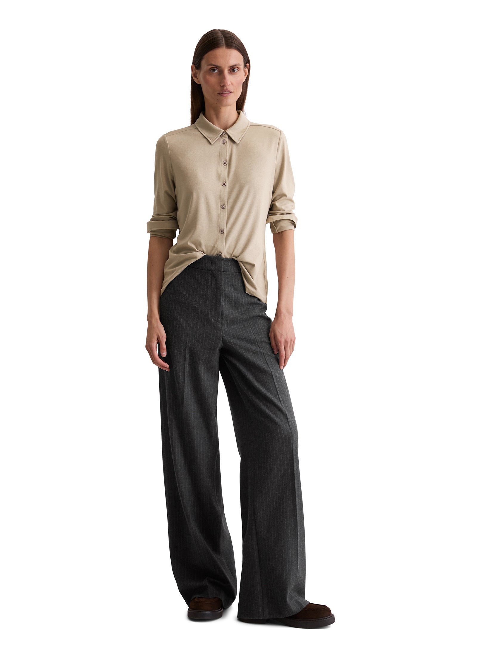 Langarmshirt aus Viskose - 0660-Chalky Mauve - Beige