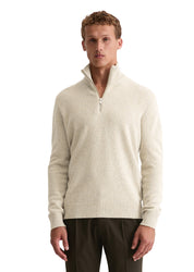 Strickpullover Troyer aus Wollmix - 707-gray silk - Creme