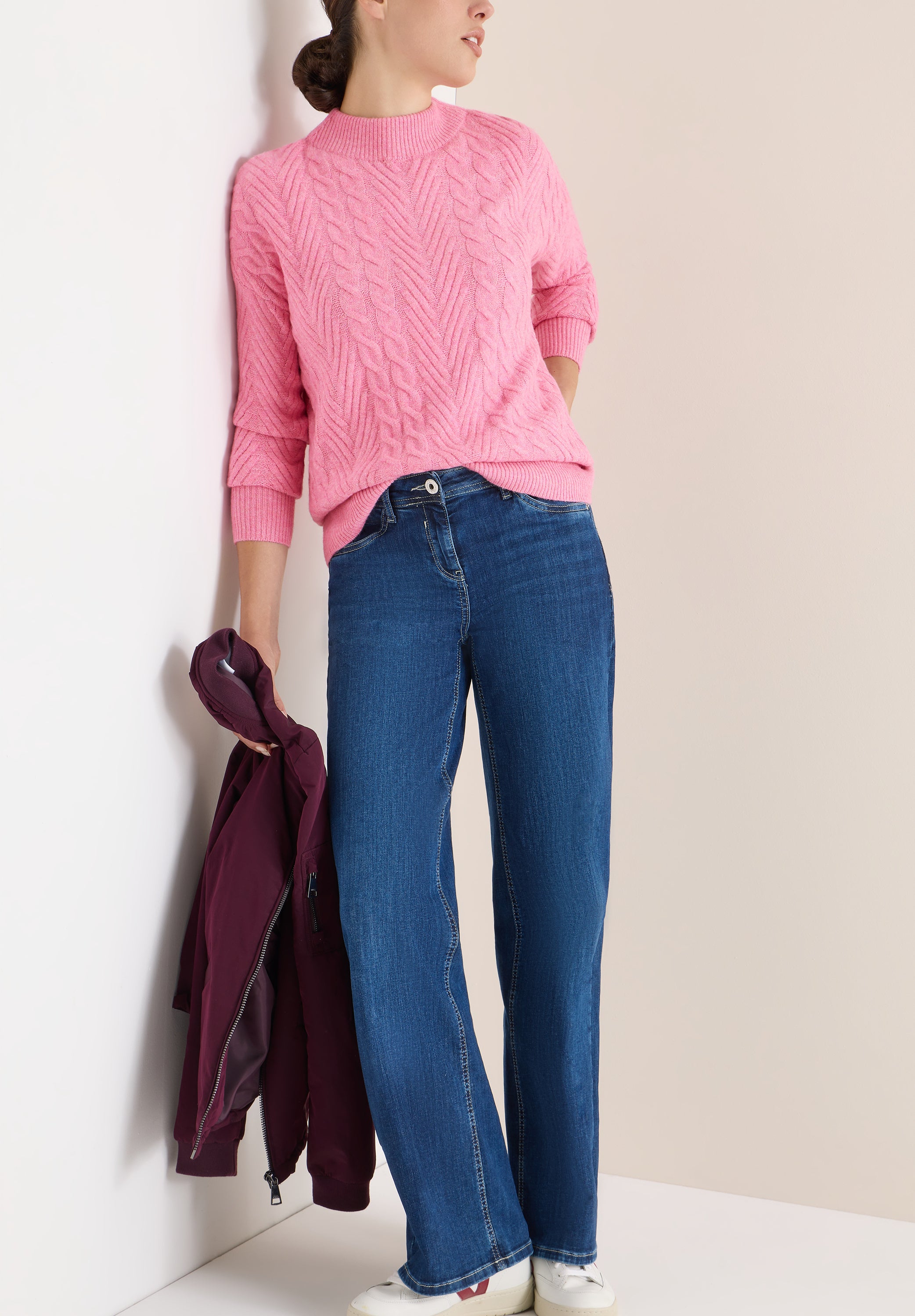 Strickpullover aus Baumwollmix - 16965 dark blossom melange - Pink