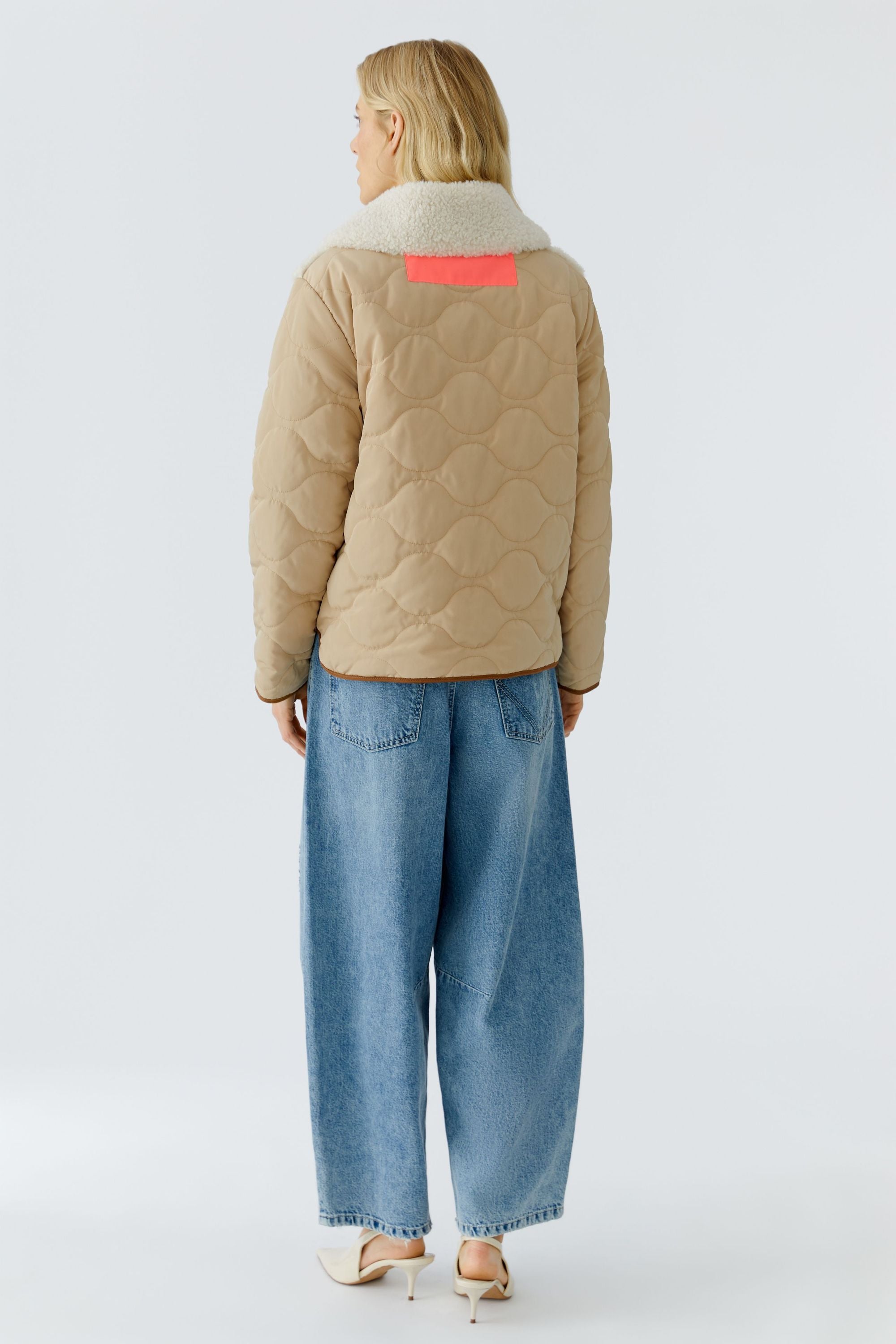 Wendejacke mit Teddy-Details - 0736-stone green - Beige